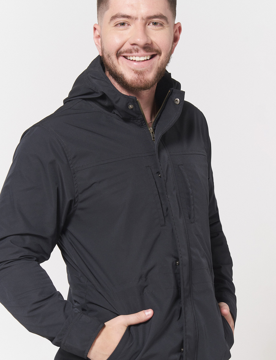Parka con Capucha Negra