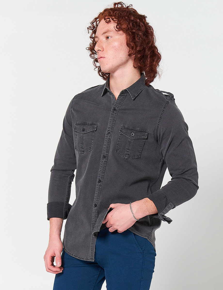 Camisa Denim Gris