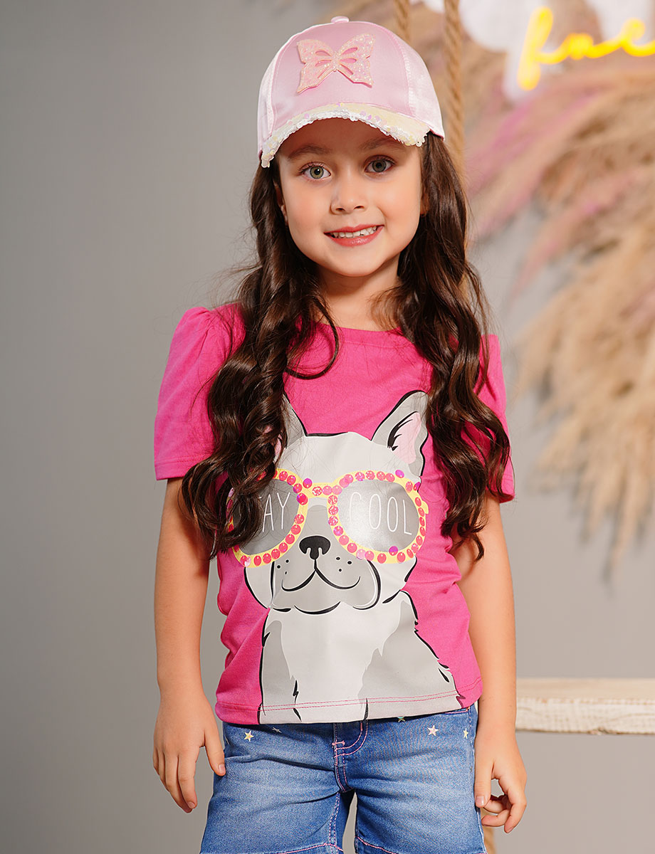 Camiseta Perrito Manga Bombacha