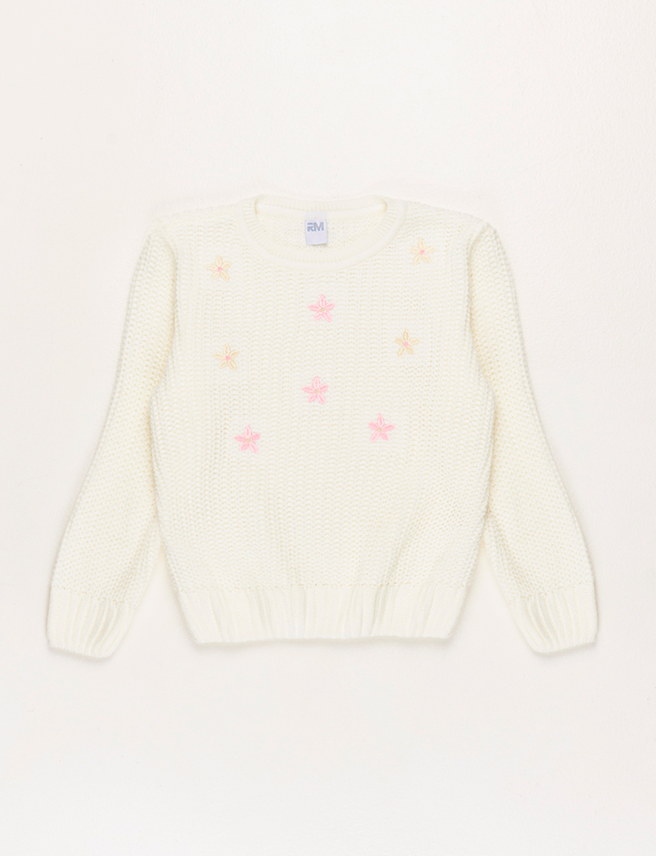 Sweater Tejido con Bordados de Flores