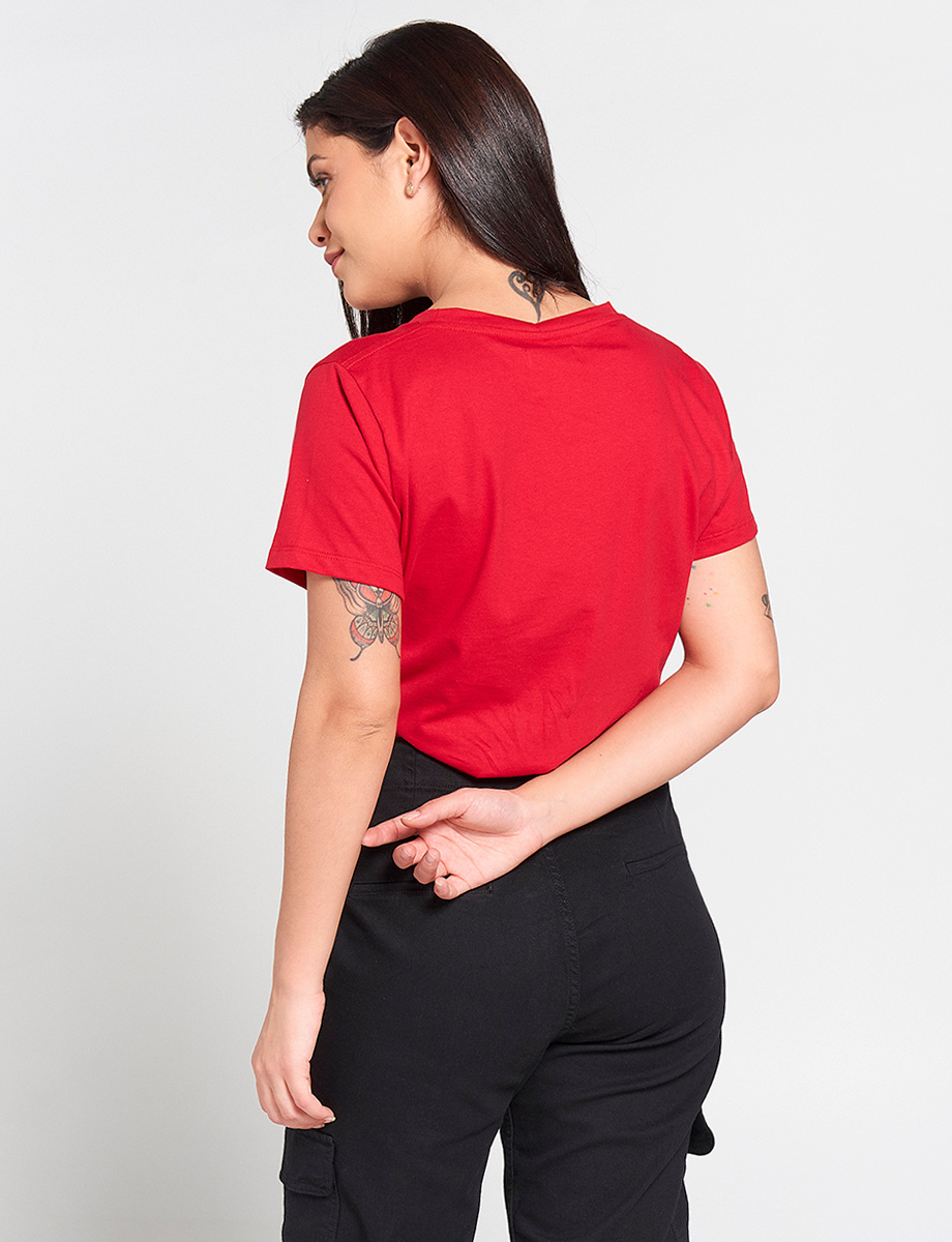 Camiseta Roja Estampada Letras