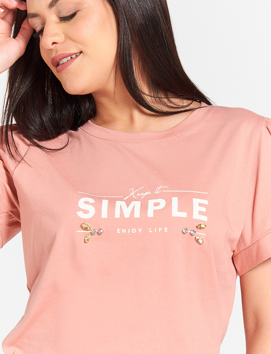 Camiseta Simple Manga Bombacha con Nudo