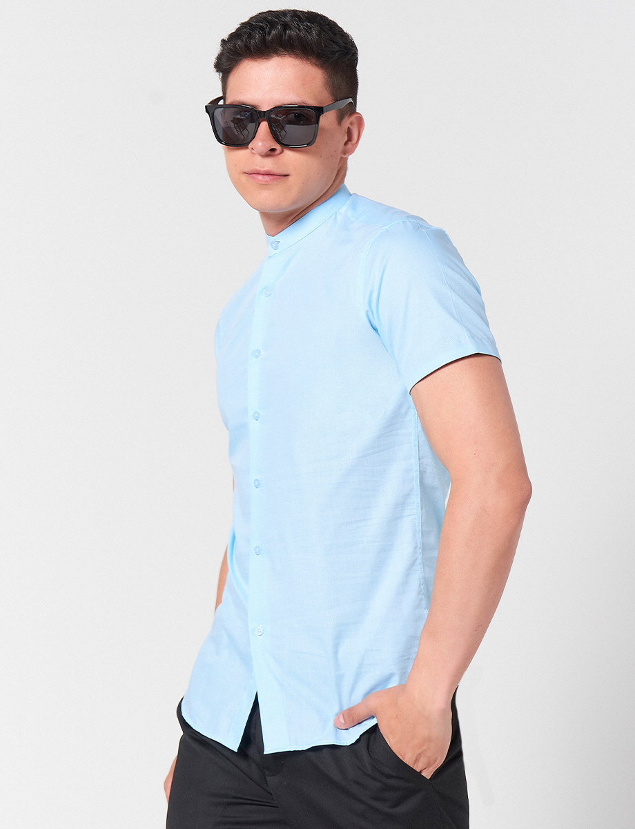 Camisa Cuello Mao Turqueza