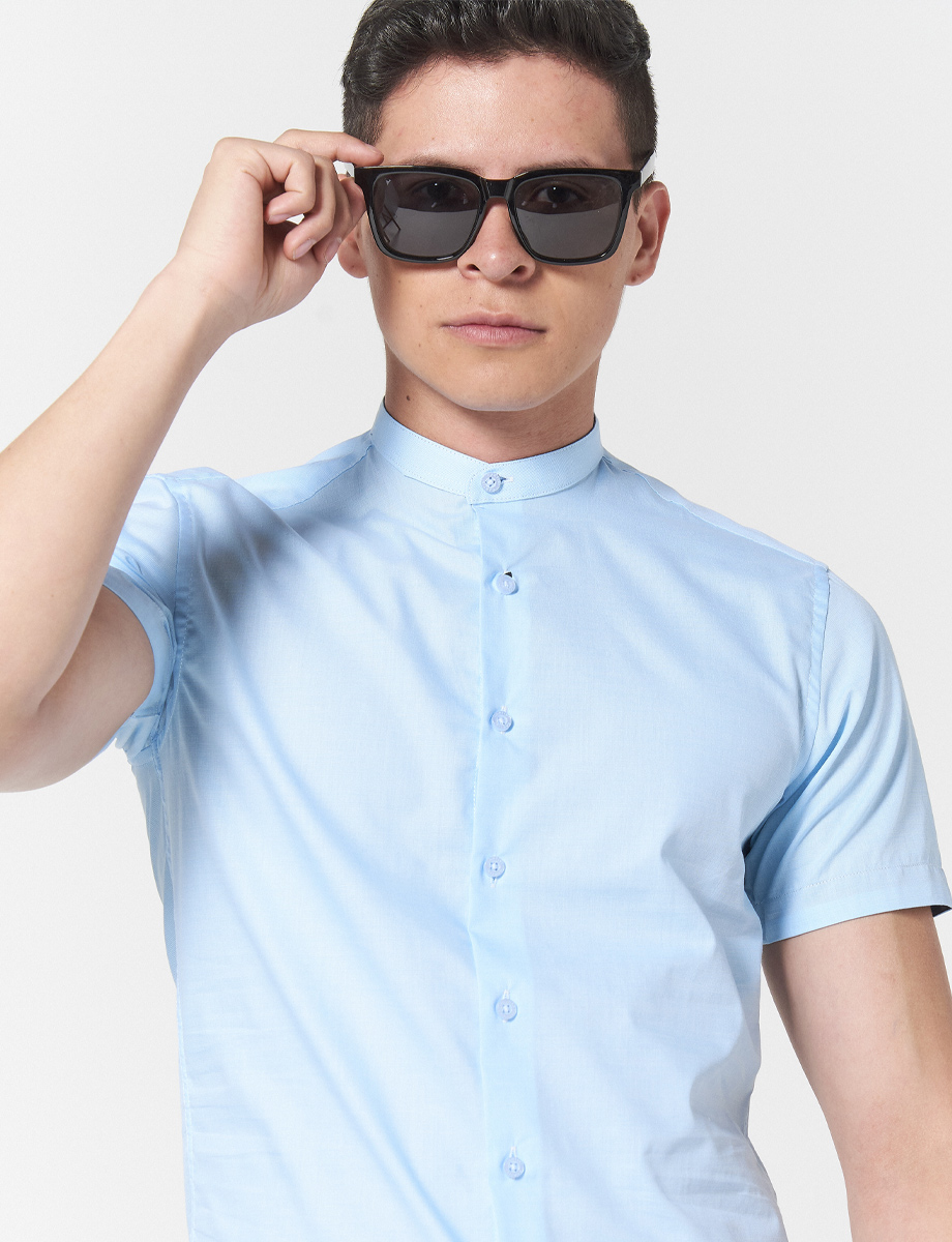 Camisa Cuello Mao Turqueza
