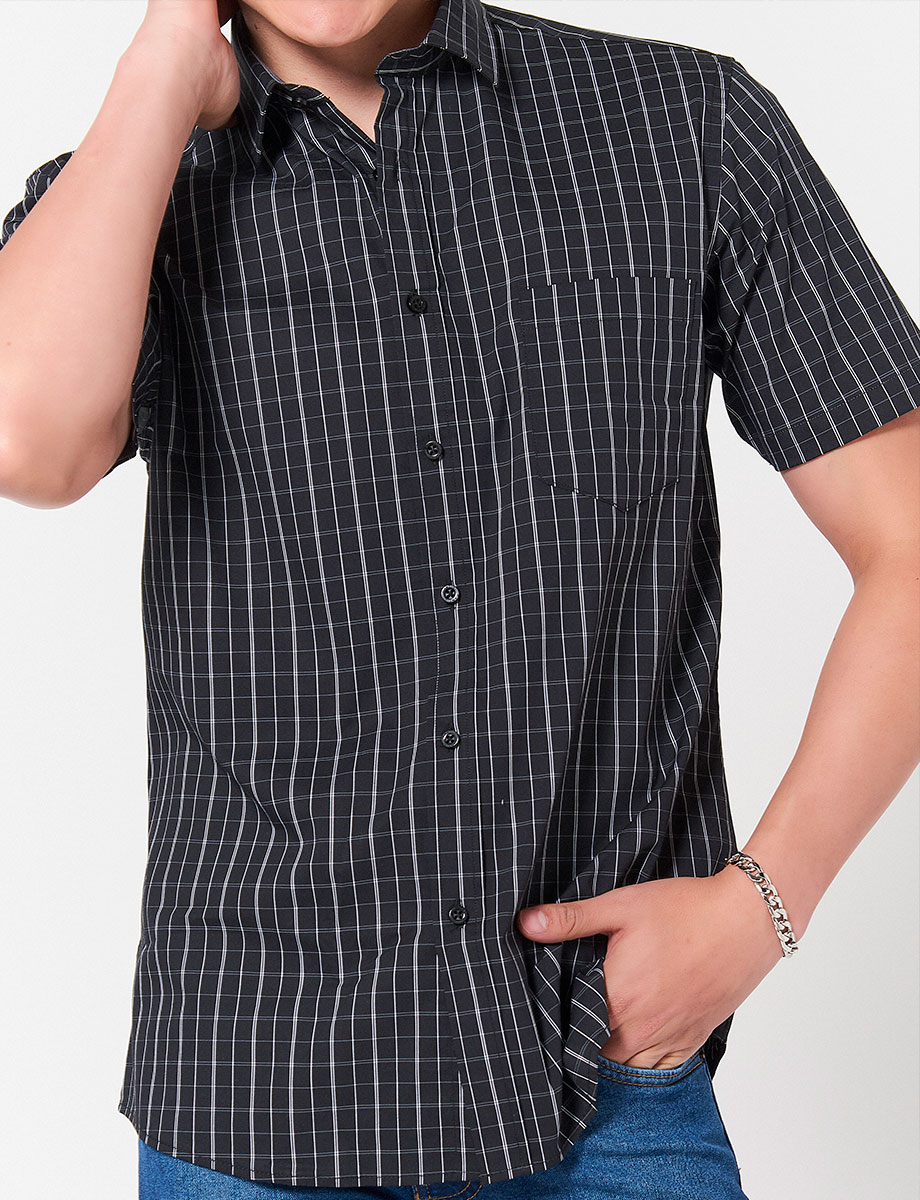 Camisa a Cuadros Blanco/Negro