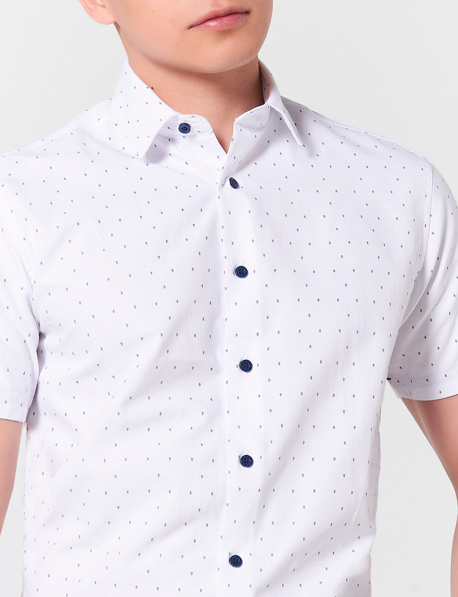 Camisa Manga Corta con Prints Blanco