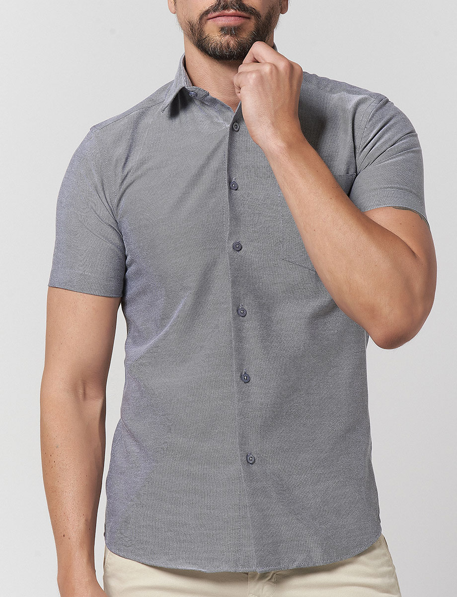 Camisa Gris Manga Corta