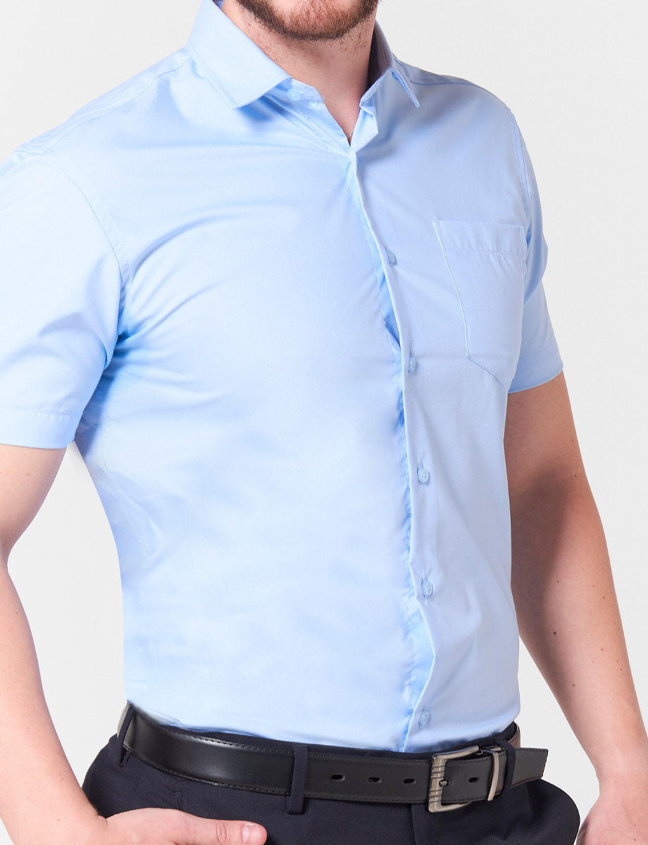 Camisa Celeste Manga Corta