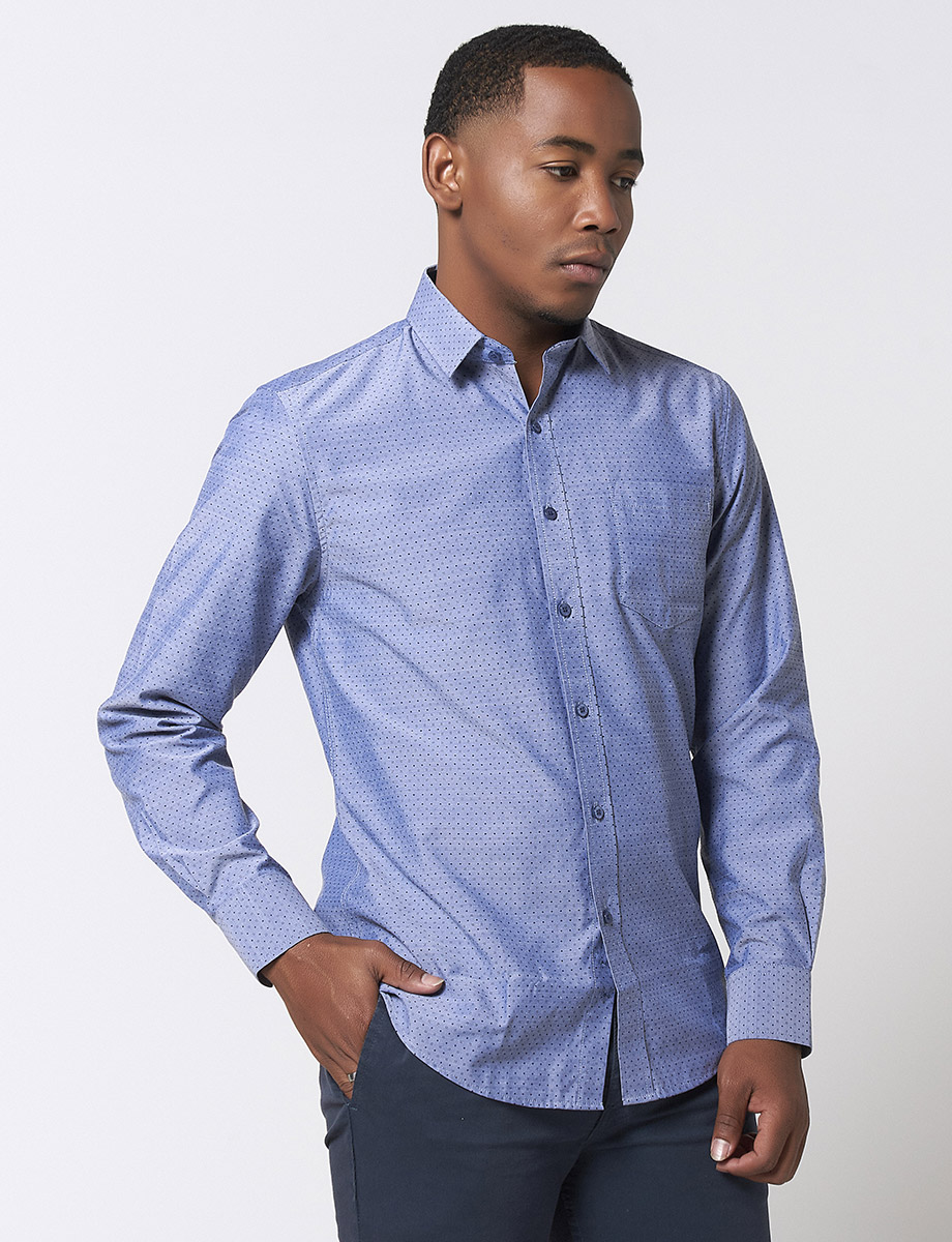 Camisa Print Puntos Azul