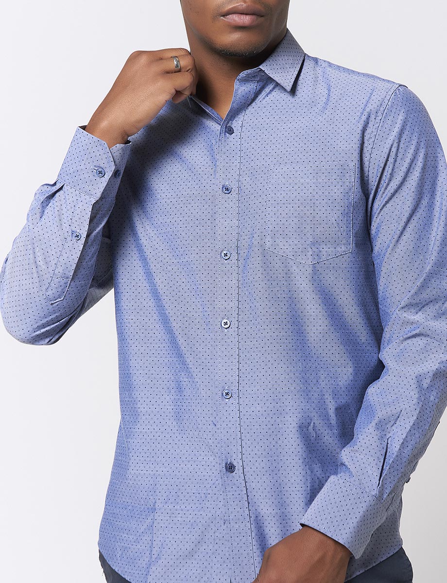 Camisa Print Puntos Azul