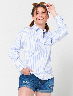 Blusa Clásica a Rayas Celeste