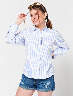 Blusa Clásica a Rayas Celeste