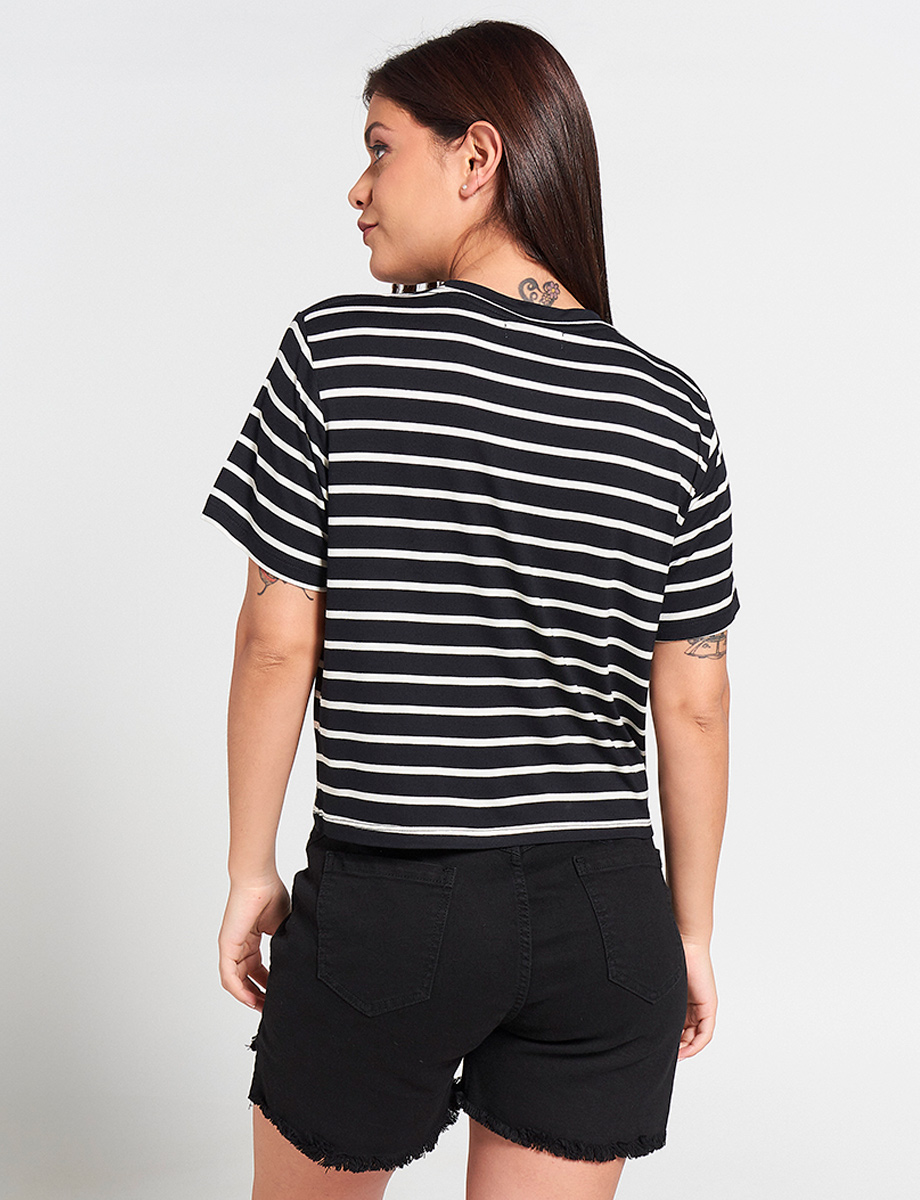 Camiseta a Rayas Estampado de Letras