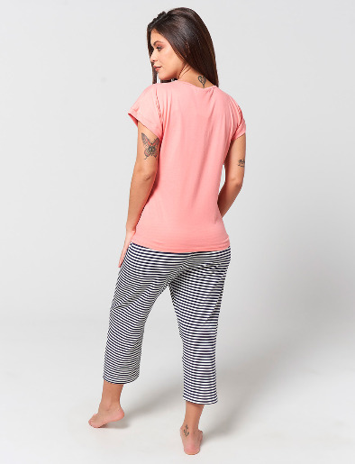 Pijama Camiseta Strong + <em class="search-results-highlight">Capri</em> a Rayas
