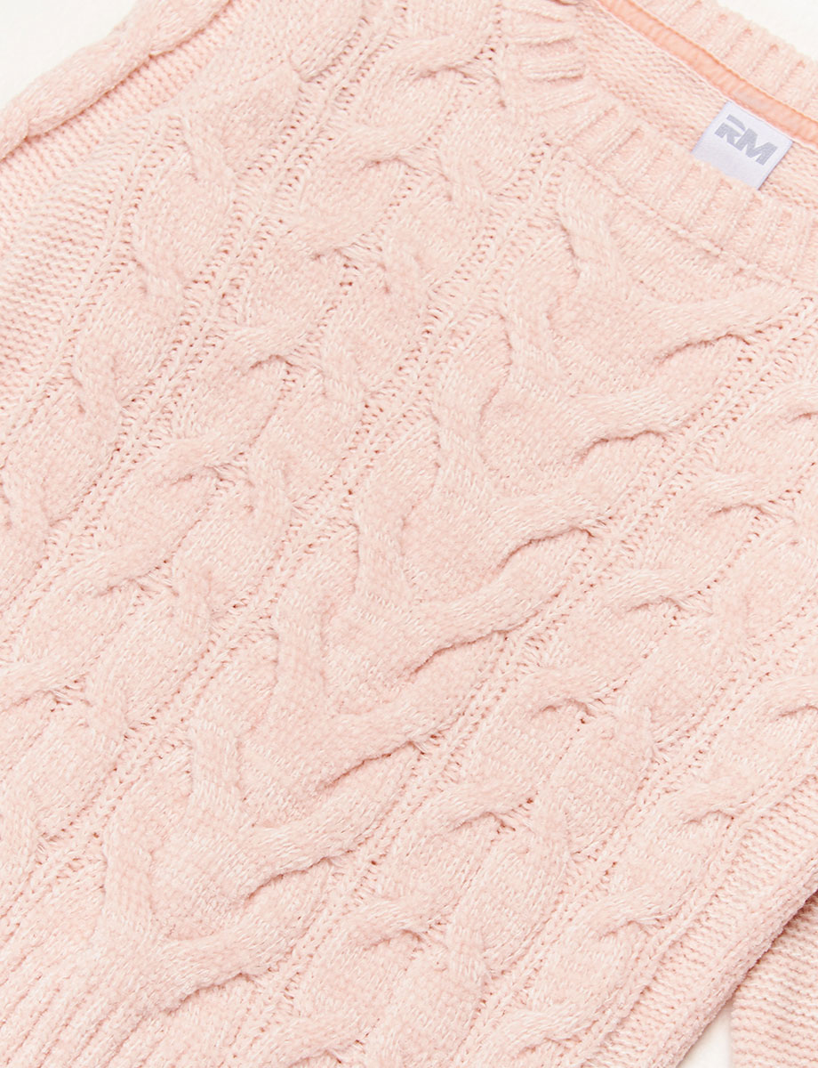 Sweater esc Tejido Trenzado Salmón