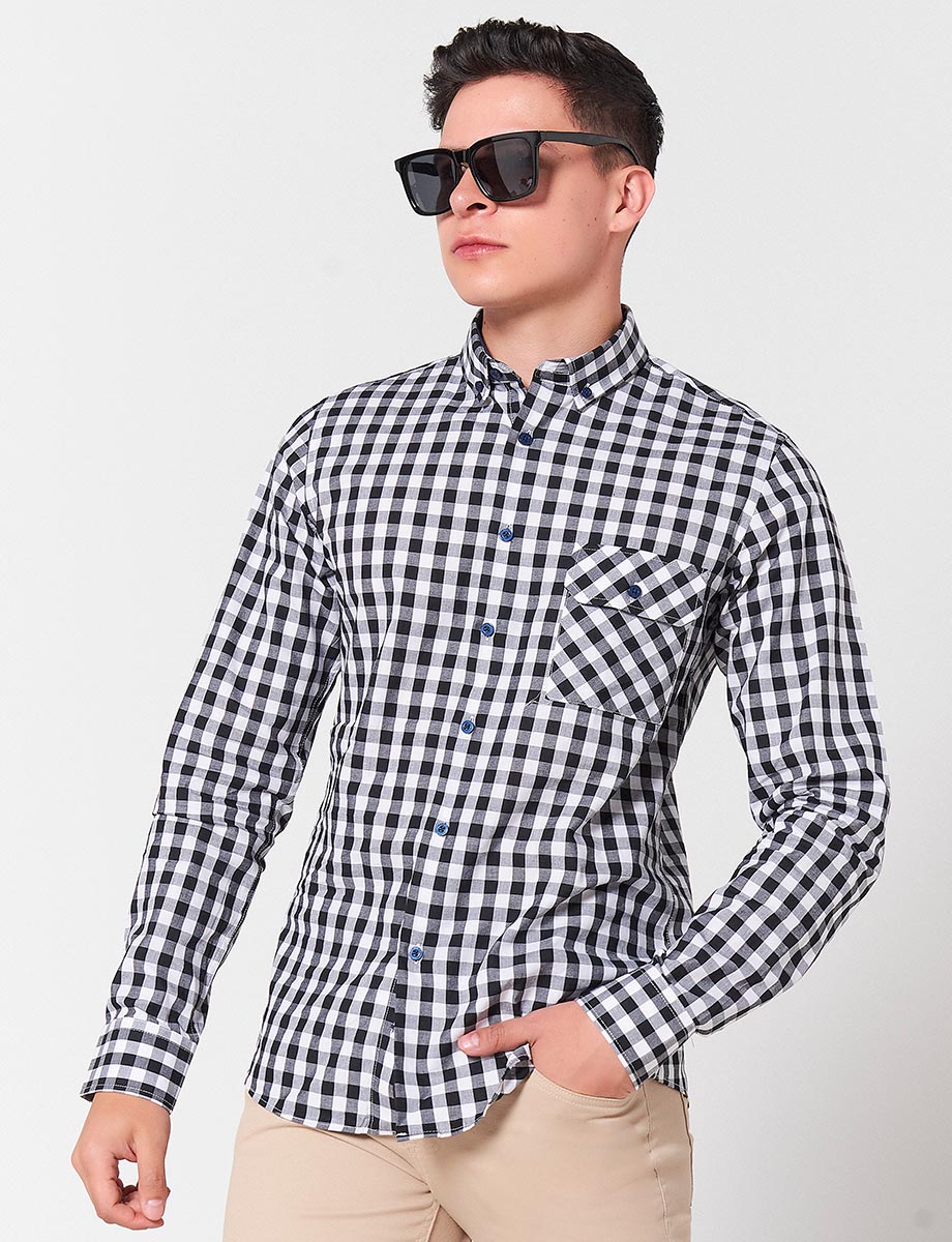 Camisa a Cuadros Blanco/Negro
