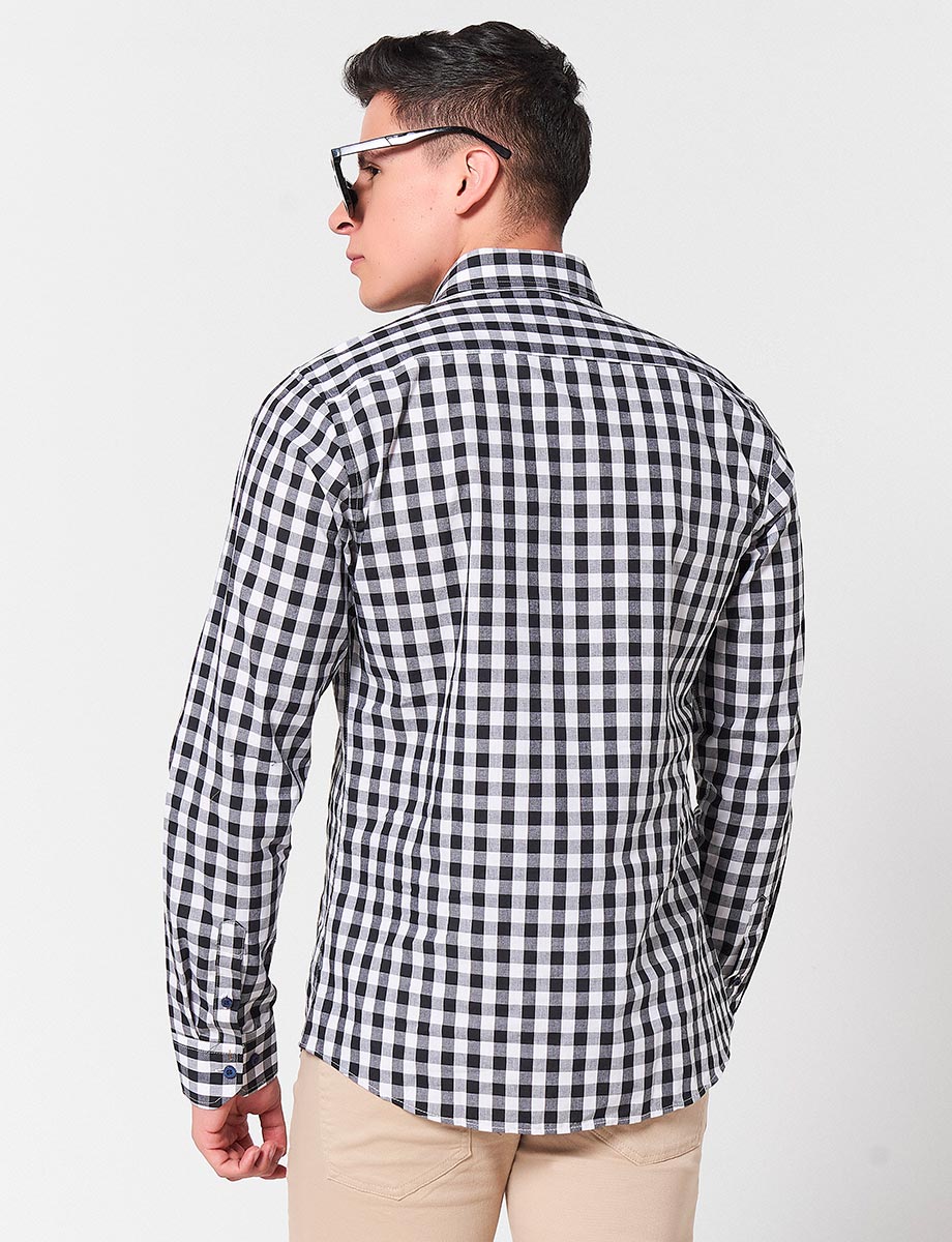 Camisa a Cuadros Blanco/Negro