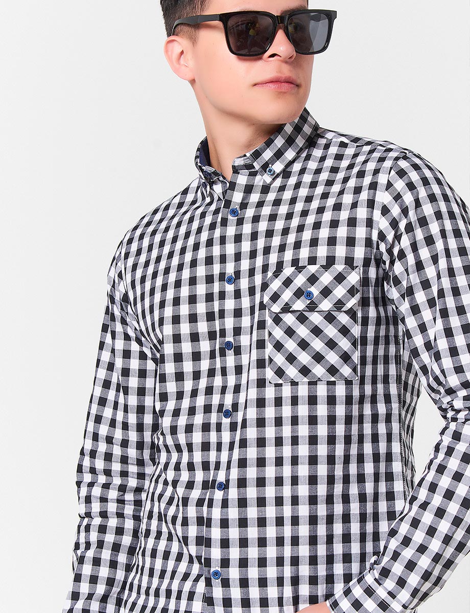 Camisa a Cuadros Blanco/Negro
