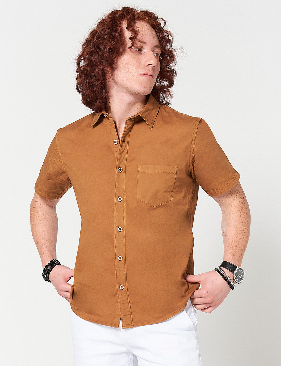 Camisa Manga Corta Camel