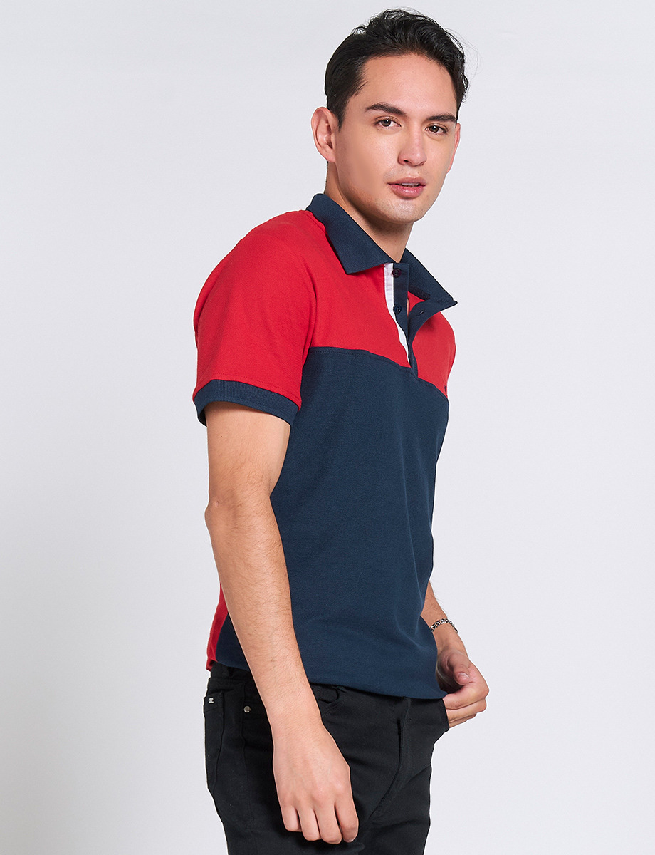Polo Bloques de Color Rojo/Azul marino