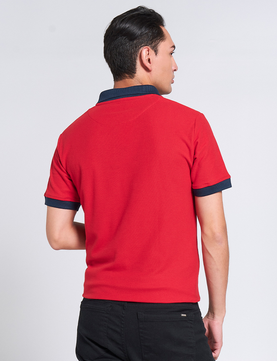 Polo Bloques de Color Rojo/Azul marino