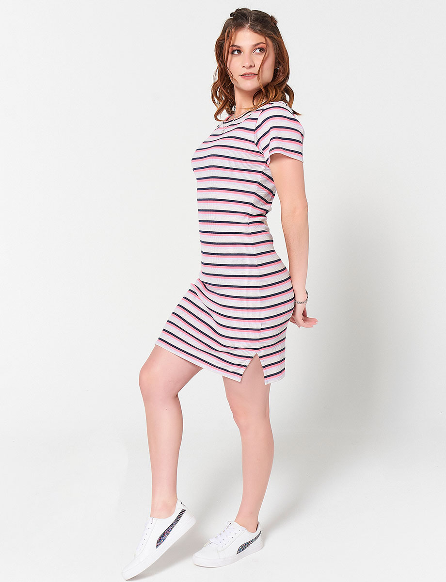 Vestido a Rayas Rosado