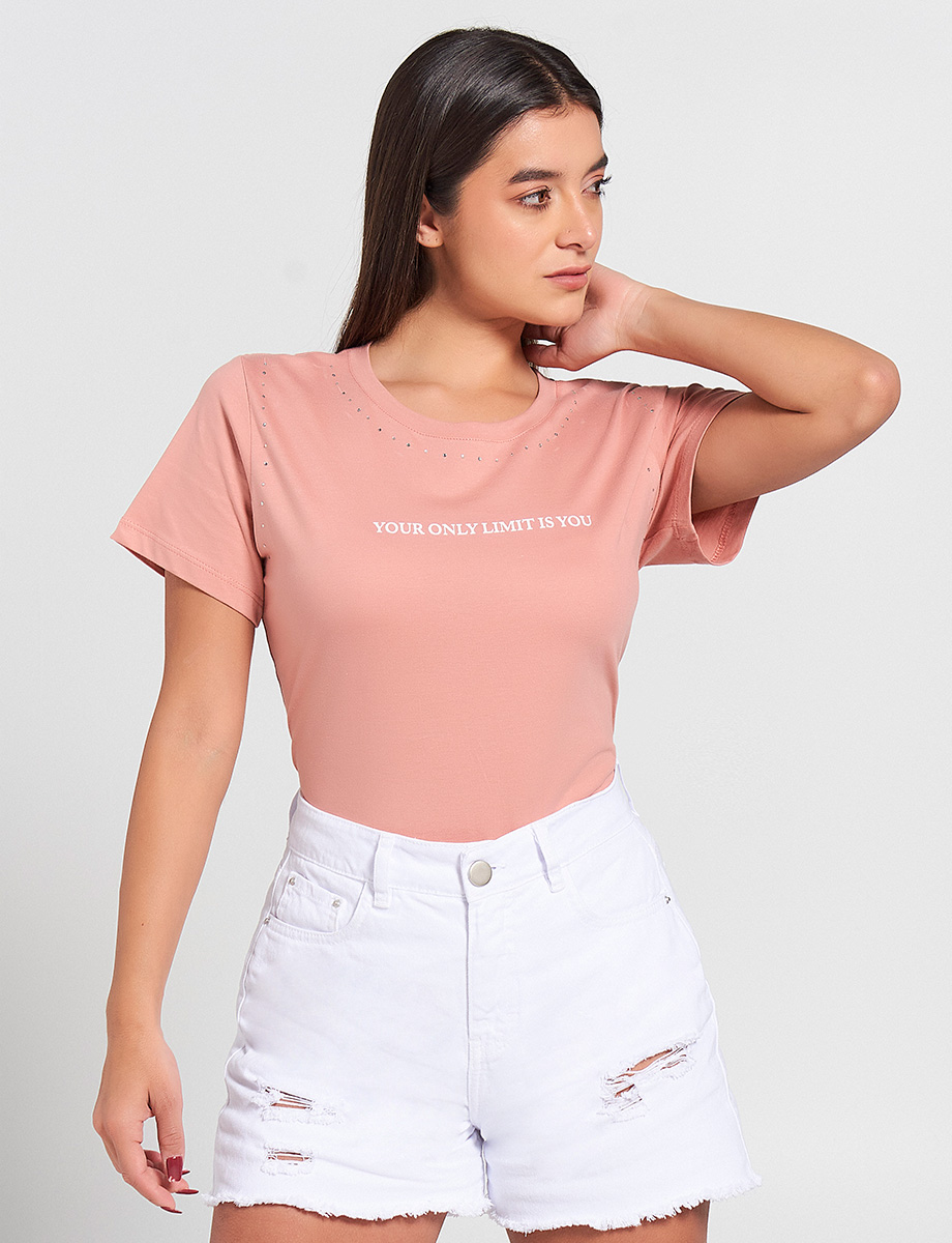 Camiseta Palo de rosa con Apliques