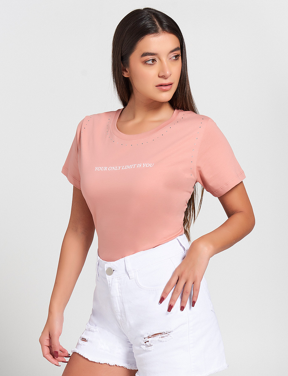 Camiseta Palo de rosa con Apliques