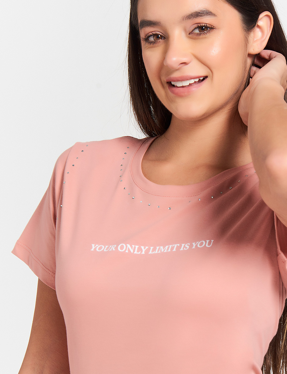 Camiseta Palo de rosa con Apliques