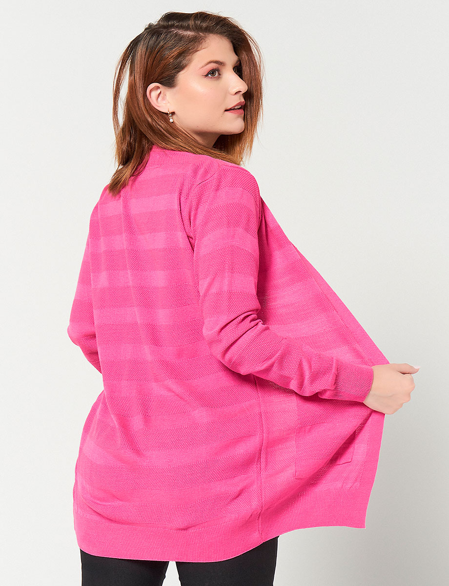 Cardigan con Bolsillos Fucsia