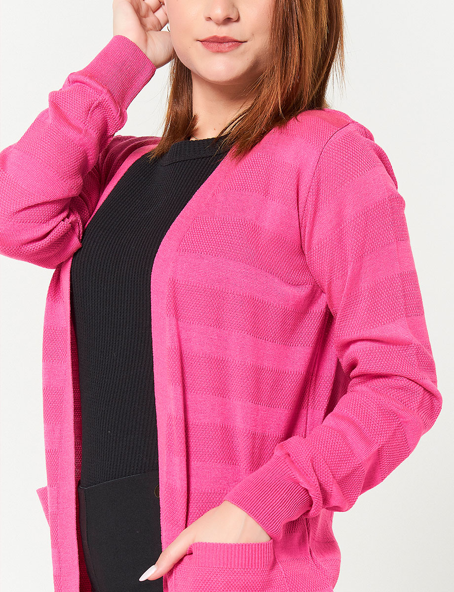 Cardigan con Bolsillos Fucsia