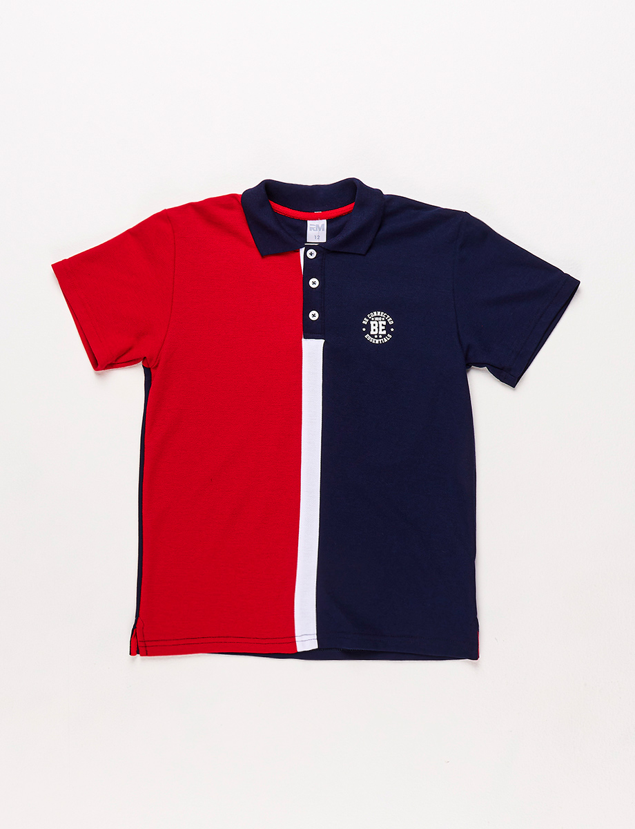 Polo Bicolor Rojo / Azul Marino