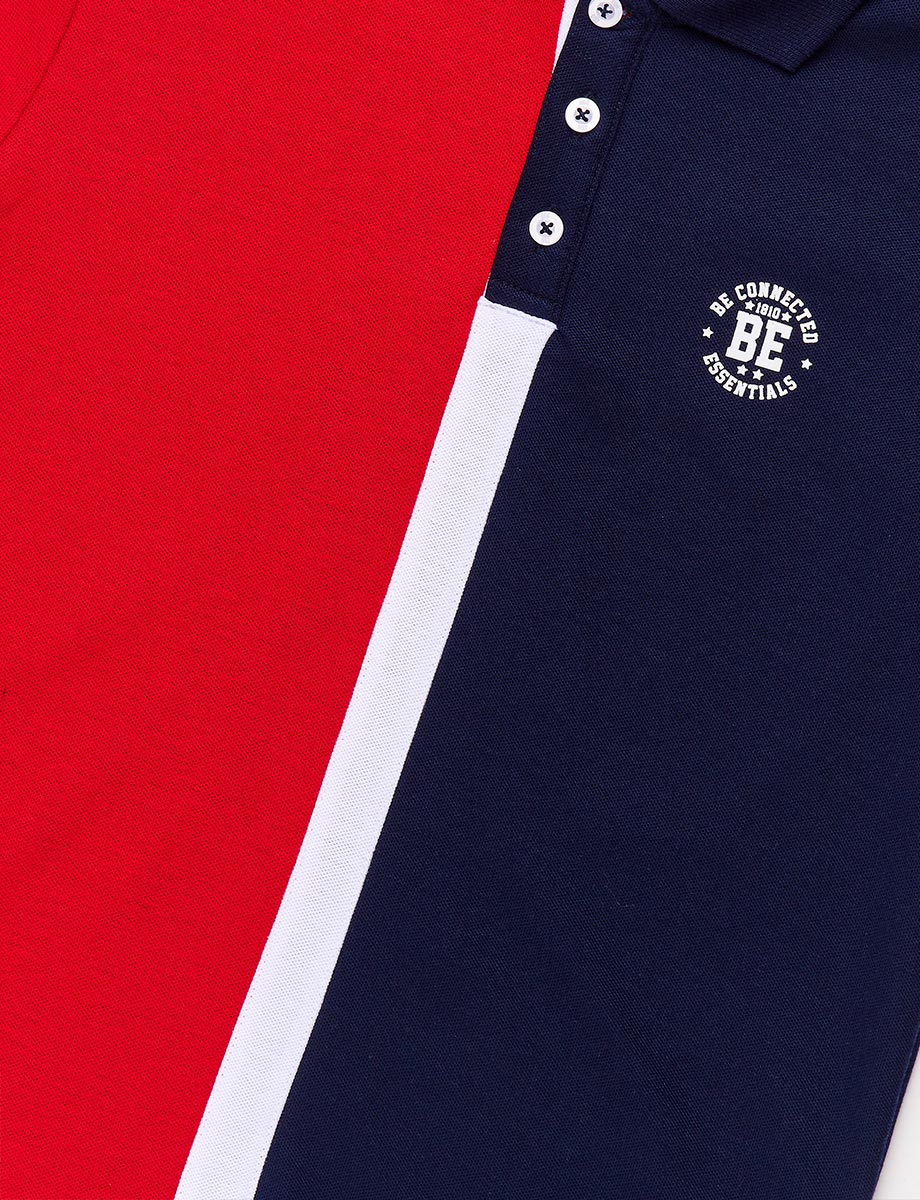 Polo Bicolor Rojo / Azul Marino