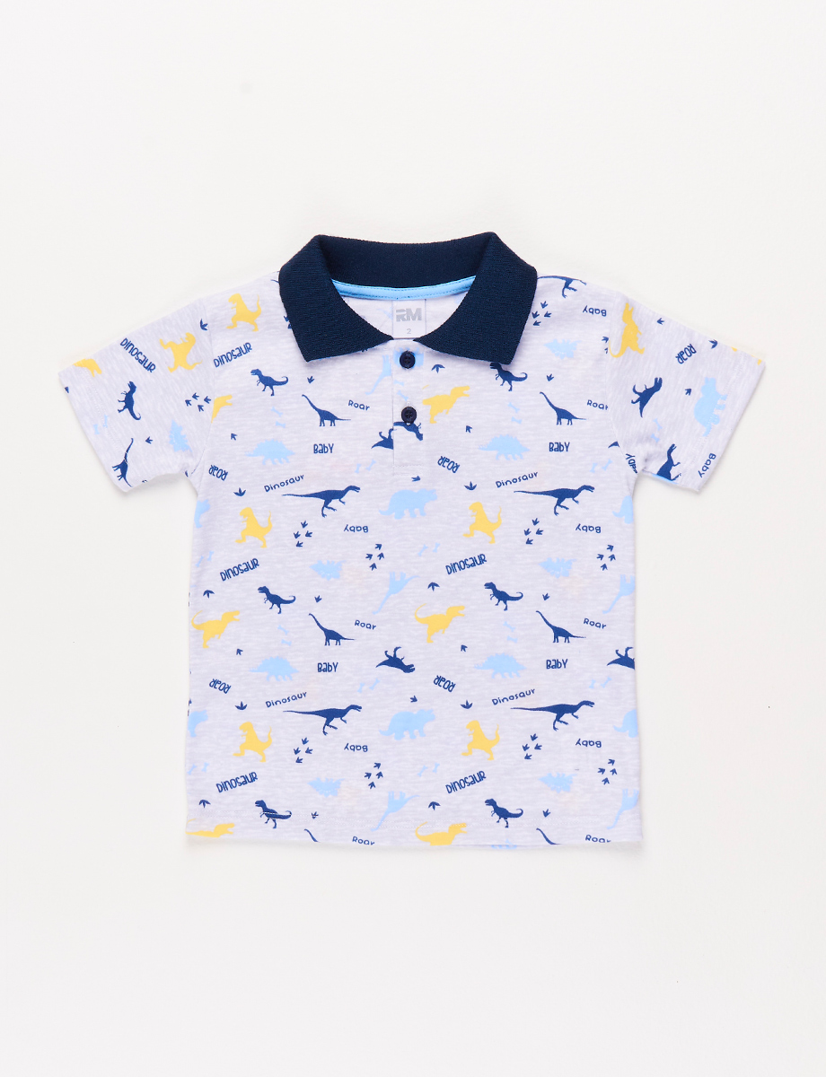 Polo Prints dinosaurio Gris