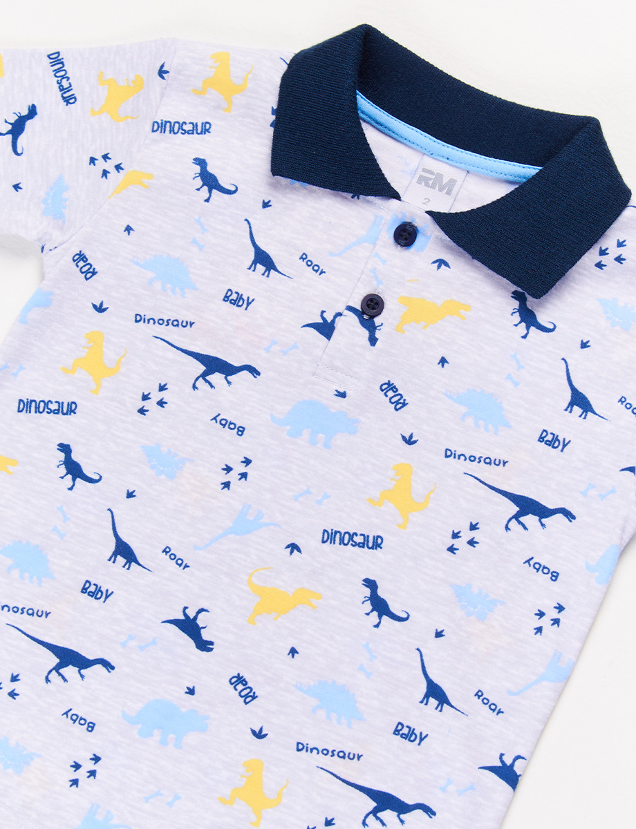 Polo Prints dinosaurio Gris