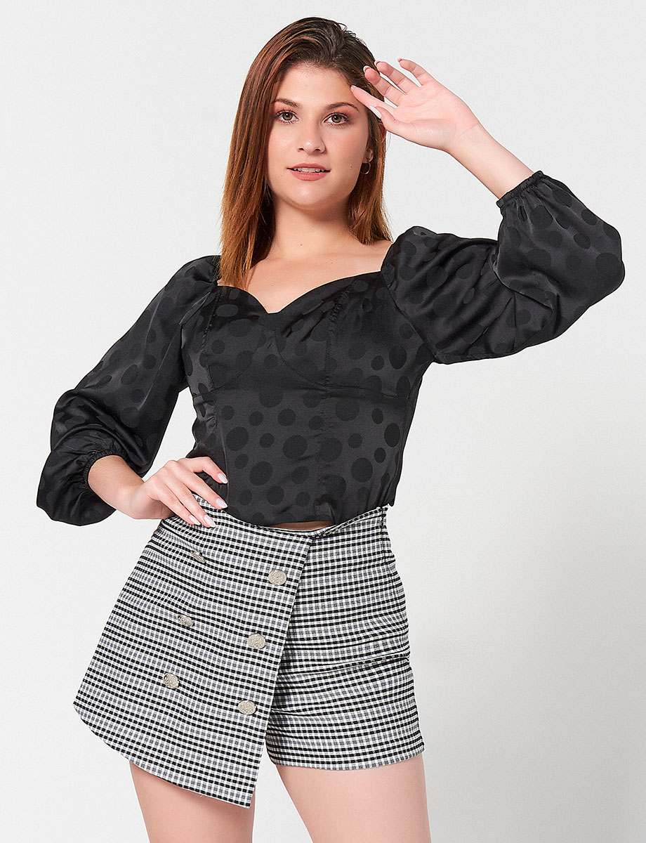 Blusa Lunares Manga Larga Bombacha