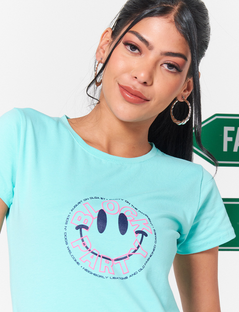 Camiseta Verde Menta Carita Feliz