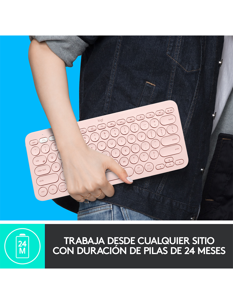 Teclado Bluetooth Multidispositivo K380 Rosado | Logitech