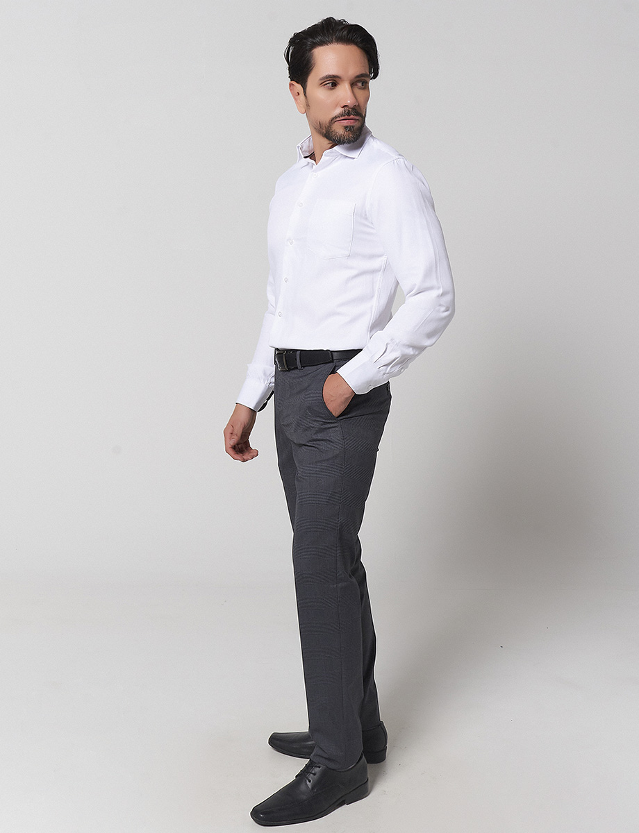 Pantalón Casual Cuadros Gris Oscuro