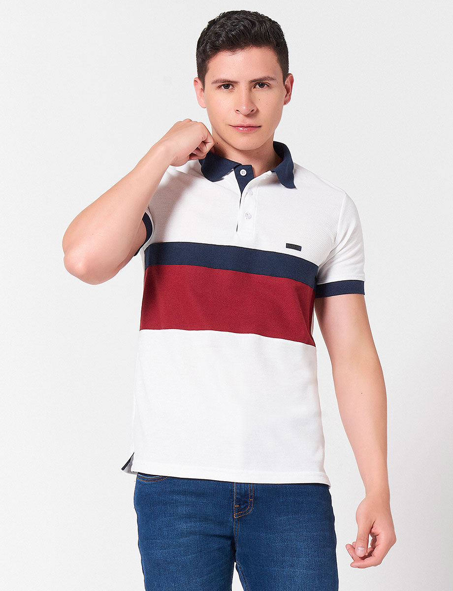Polo Bloque de color Blanco