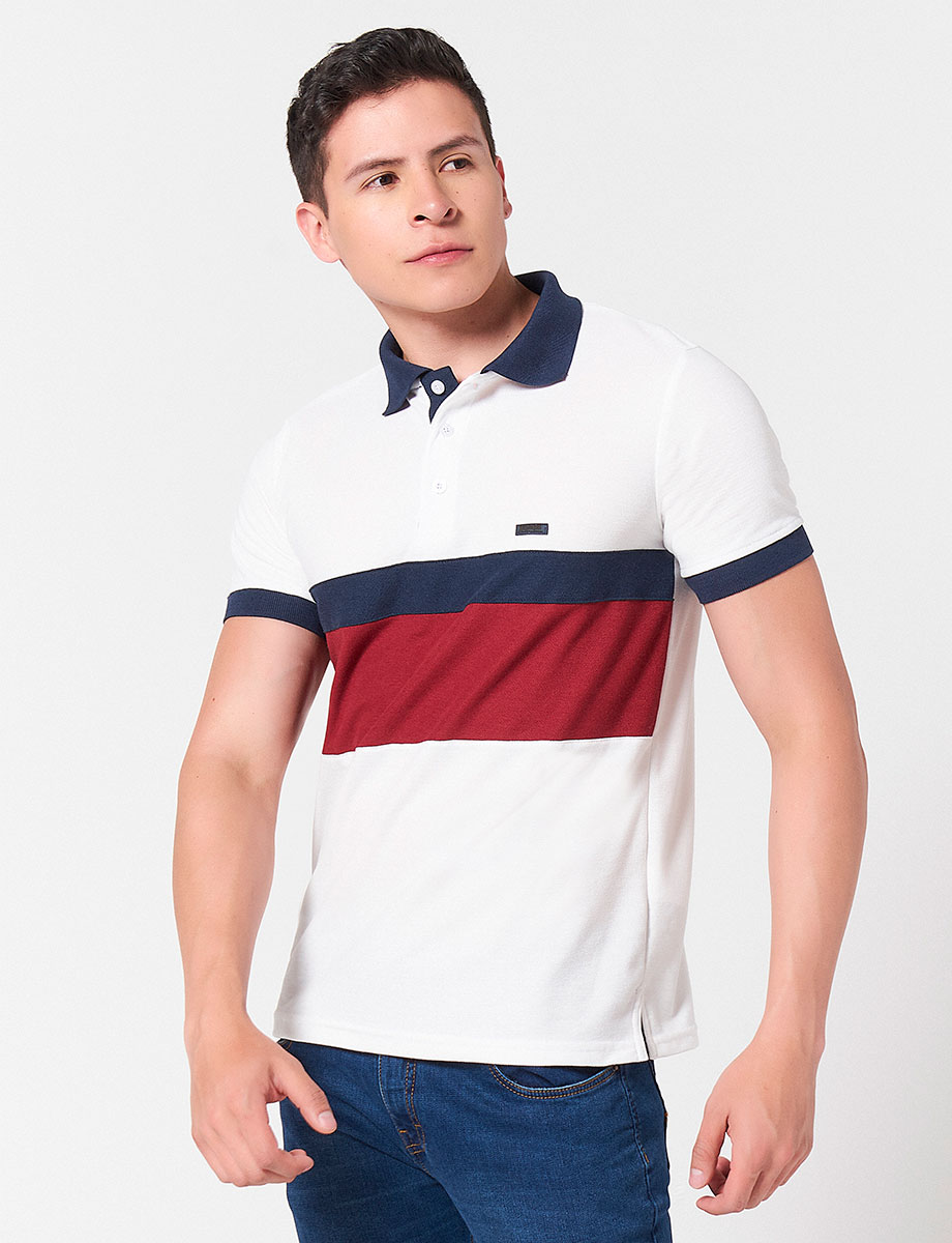 Polo Bloque de color Blanco
