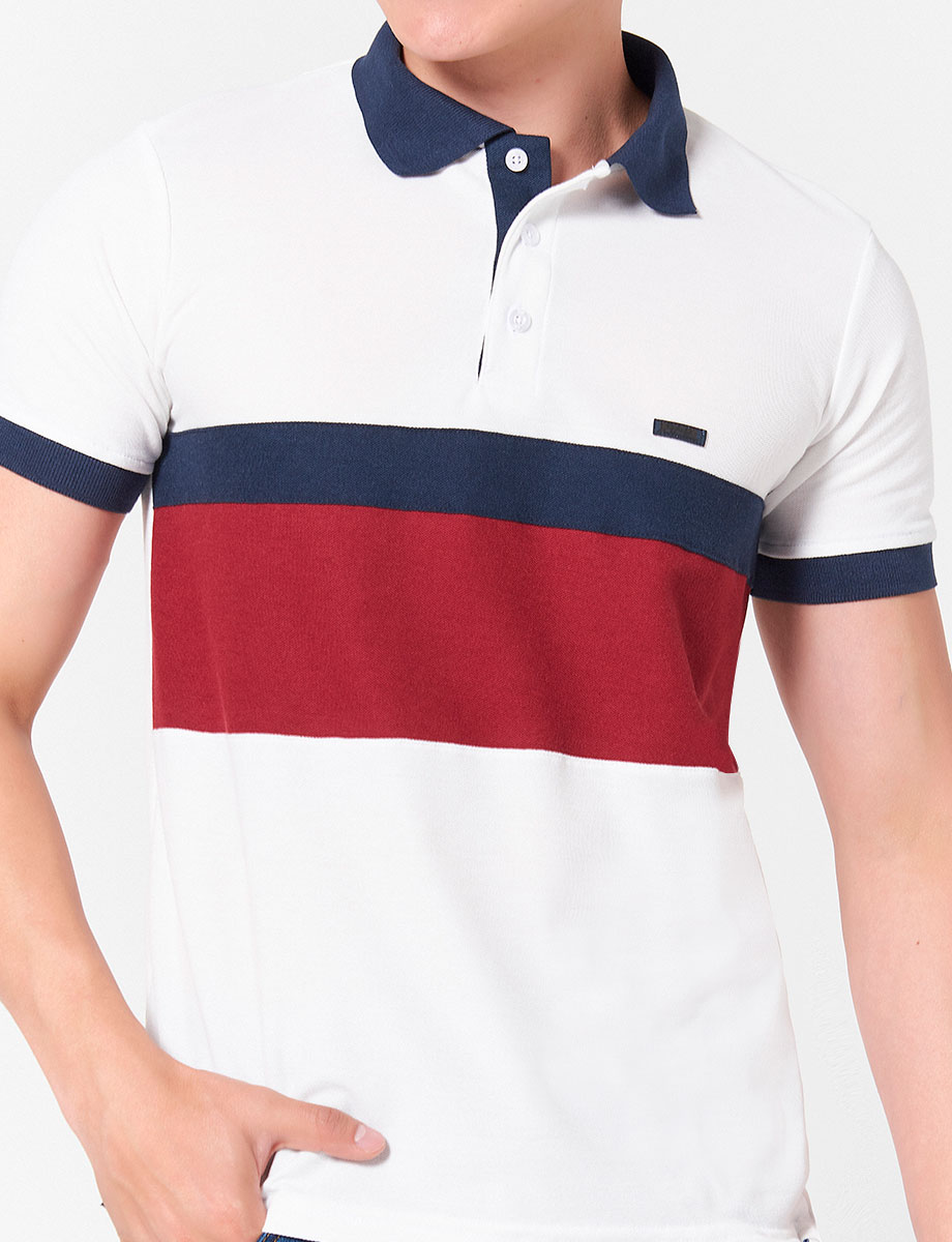 Polo Bloque de color Blanco