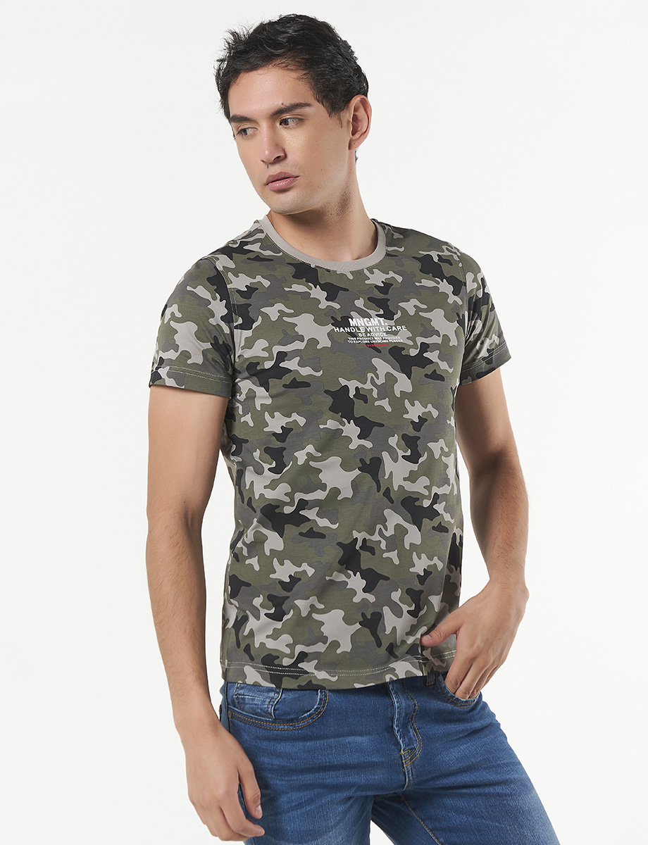 Camiseta Estampado Militar Verde