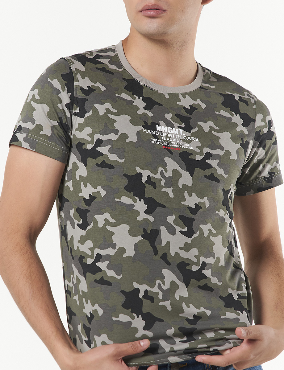 Camiseta Estampado Militar Verde