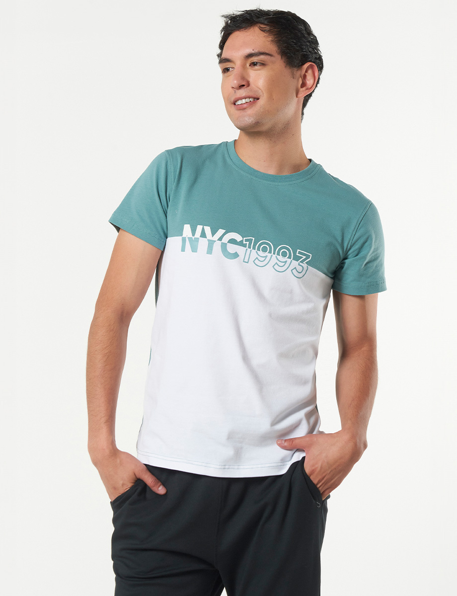 Camiseta Bloque de Color Verde Menta