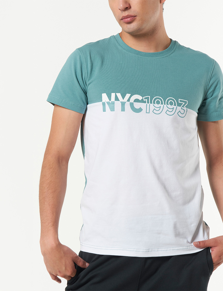 Camiseta Bloque de Color Verde Menta