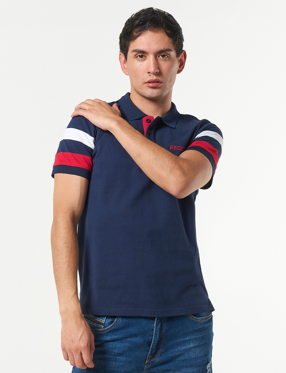 Camiseta Polo Azul con Detalle de Color