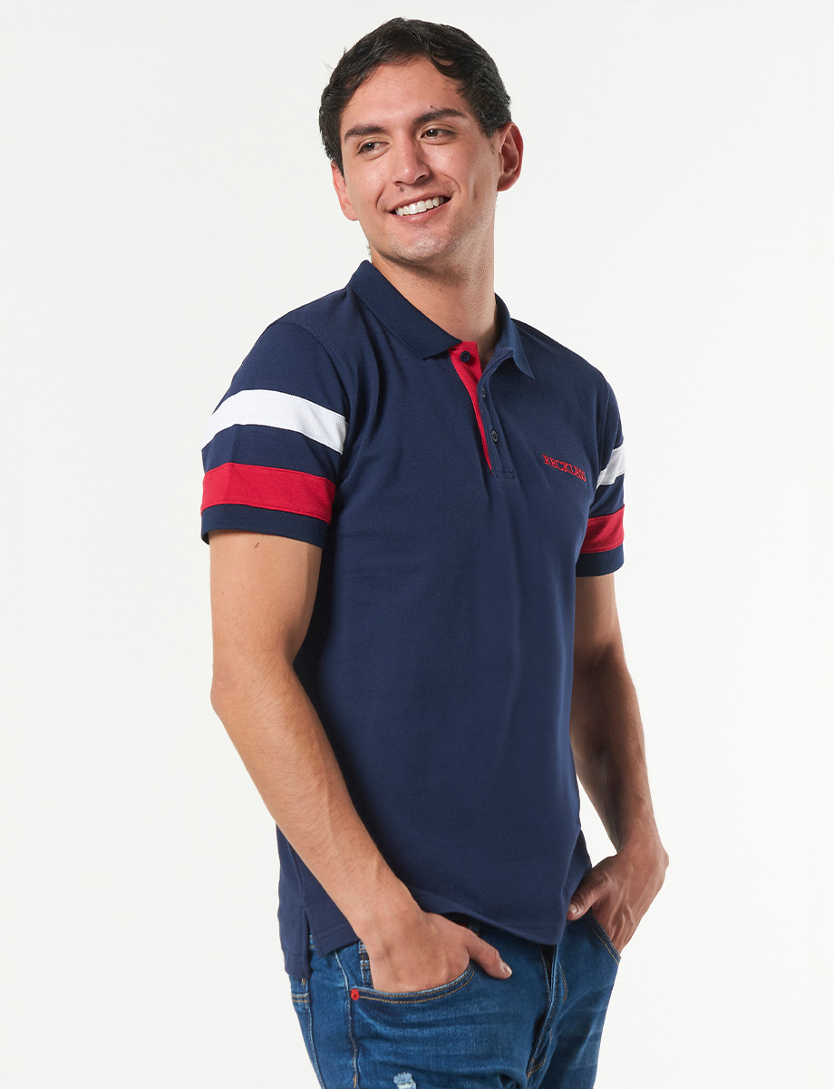 Camiseta Polo Azul con Detalle de Color