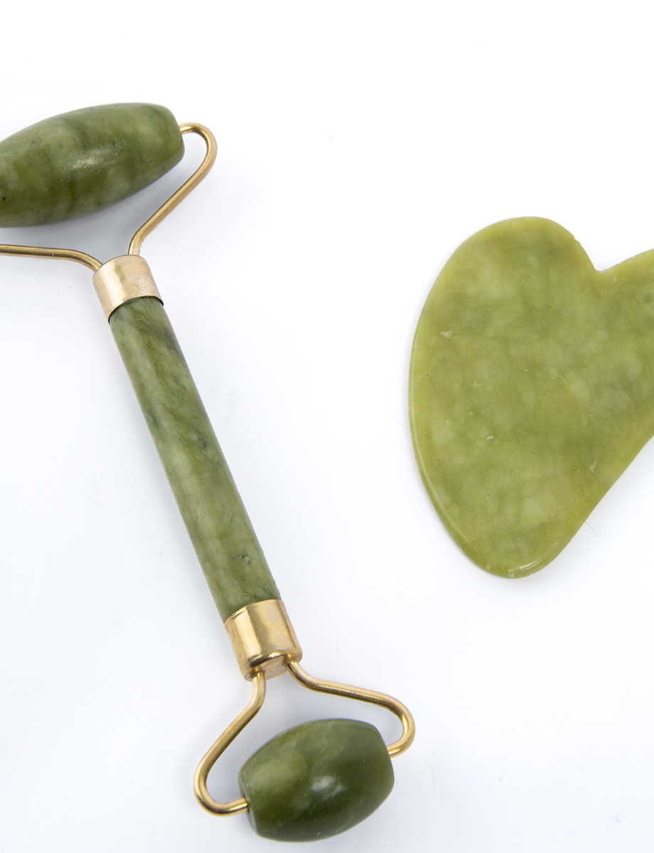 Set Rodillo de Jade y Piedra Gua Sha