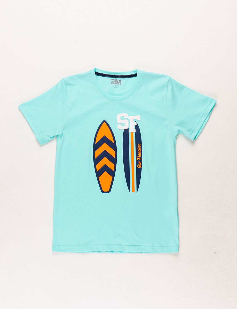 Camiseta Tablas Surf Celeste